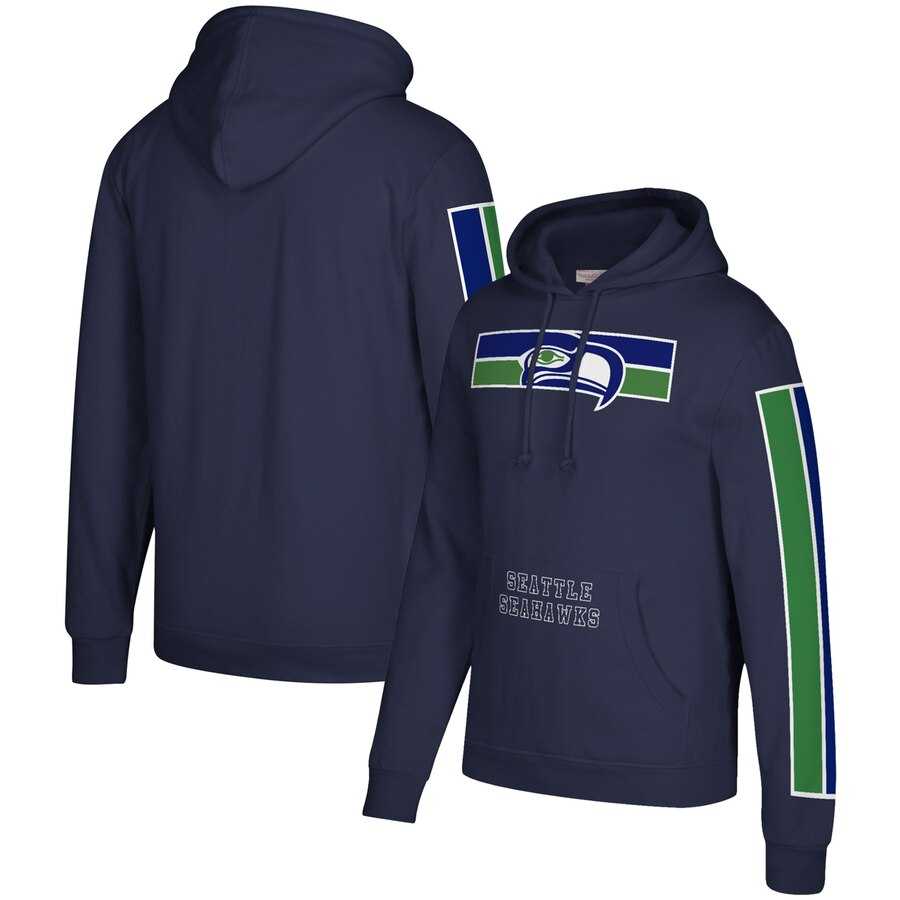 Seattle Seahawks Mitchell & Ness Three Stripe Pullover Hoodie College Navy,We sell and wholesale Seattle Seahawks Mitchell & Ness Three Stripe Pullover Hoodie College Navy on line form chian!